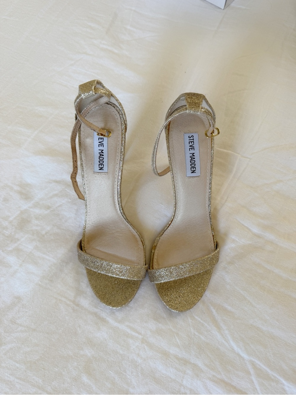 Steve Madden Gold Glitter Ankle-Strap Sandals